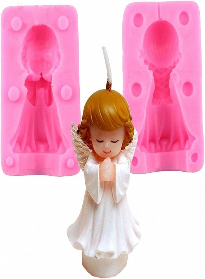 MARHABA TRADERS 3D Cherubic Angel Baby Girl Candle Mould Silicone Multipurpose, Cake, Topper, Resin, Handmade DIY Candle Stick Epoxy Casting Christmas Sugarcraft Polymer Clay Art, Plaster of Paris - Image 1